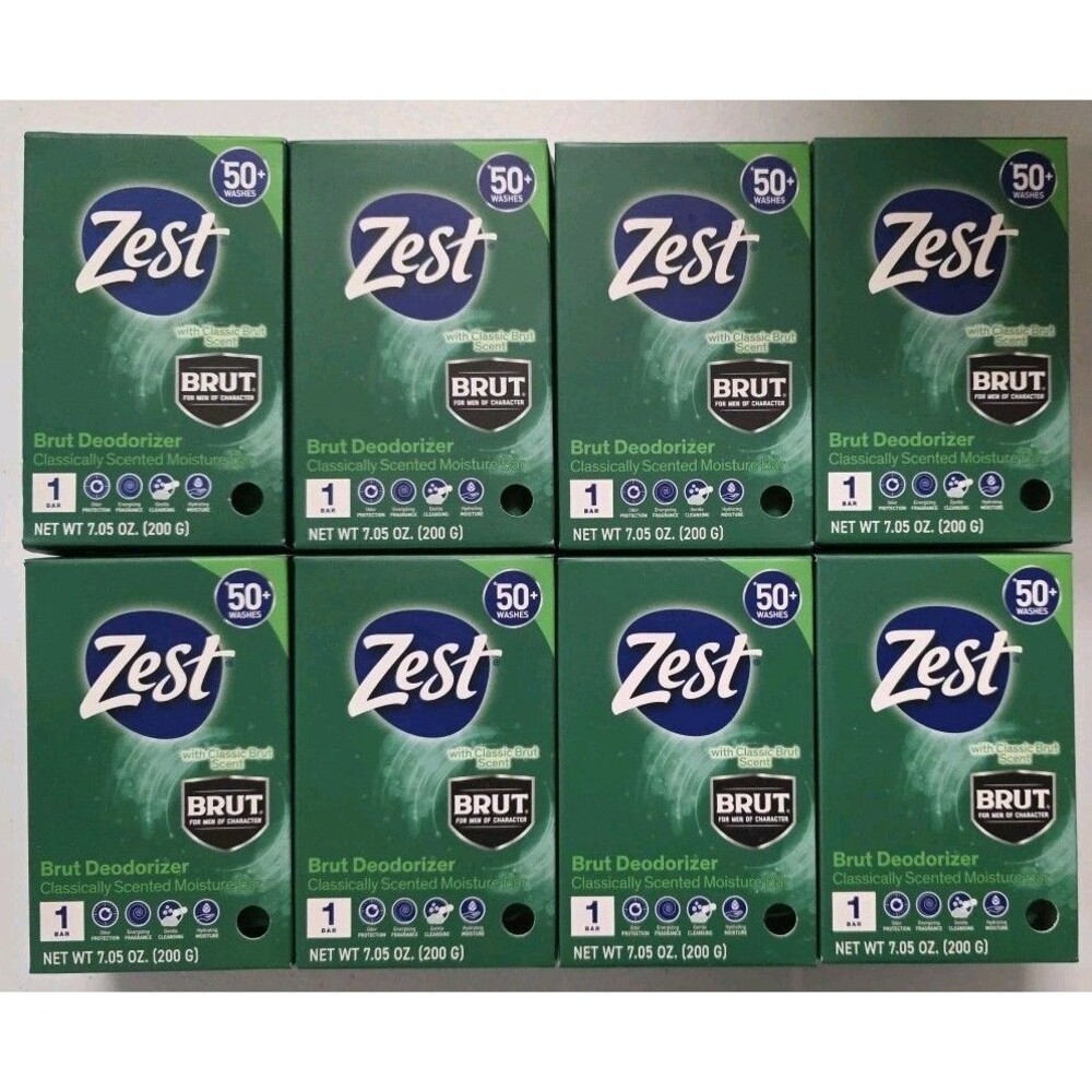 Lot Of 8 Zest With Classic Brut Scent Deodorizer Moisture Bar 7.05oz 50+ Washes